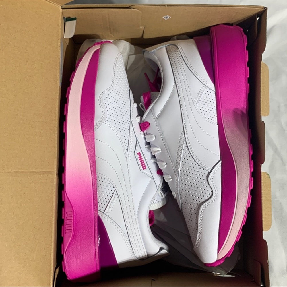 Puma Cruise Rider Leather White Magenta Platform Shoes New Womans Sizes NEW - Picture 6 of 6